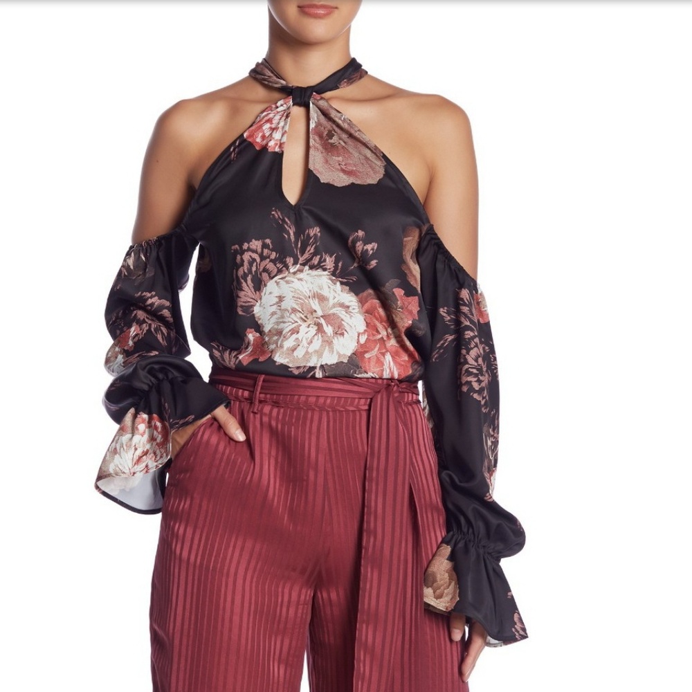 Tularosa halter neck with keyhole tie floral print
